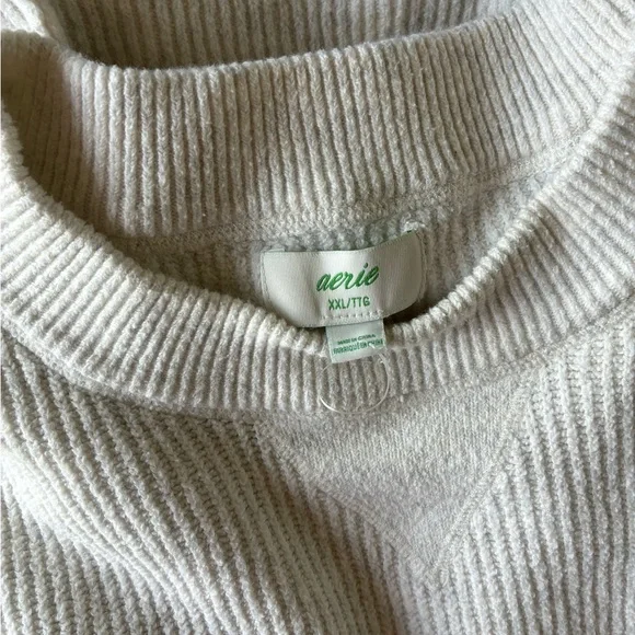 Aerie Women's Ribbed Crew Neck Sweaters  - 1 Blue and 1 Cream - Picture 6 of 6